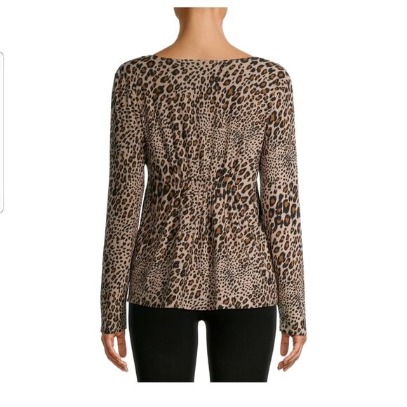 Maternity T-shirt Top Smocked Long Sleeve Animal Large - Picture 3 of 9